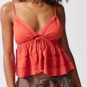 NWT! Urban Outfitters Red Cropped Babydoll Tank